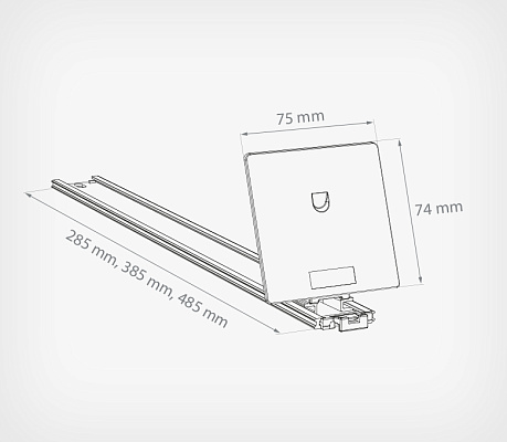 Pusher with big inclined back support FORTA QUADRA-0 drawing with dimensions