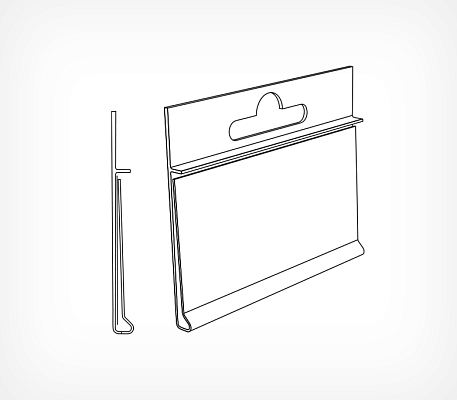 Hang-on label holder for hooks DBHH drawing with dimensions