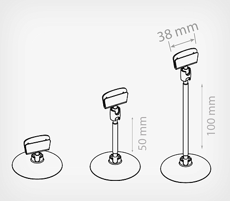 Price holder with a round base BASE-CLIP drawing with dimensions