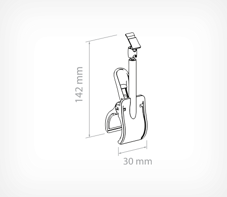 Universal price cassette holder PC-CLAMP-SW drawing with dimensions