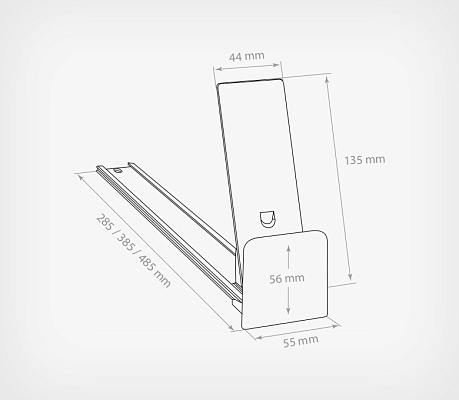 Pusher with high inclined back support and straigth front FORTA GROSSA-2 drawing with dimensions