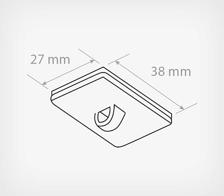 Rectangular adhesive clip for middle weight signs MB2K drawing with dimensions