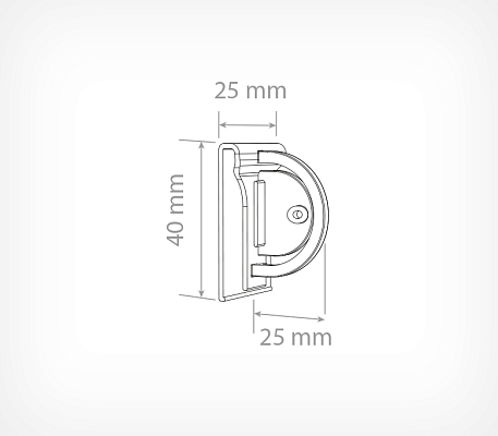 Universal shelftalker clip DS-CLIP drawing with dimensions