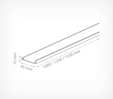 Aluminium shelf profile  drawing with dimensions