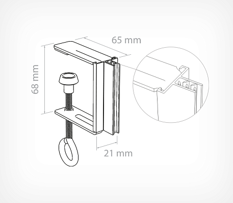 Metal clamp with sign holder UNICLAMP-SGT drawing with dimensions