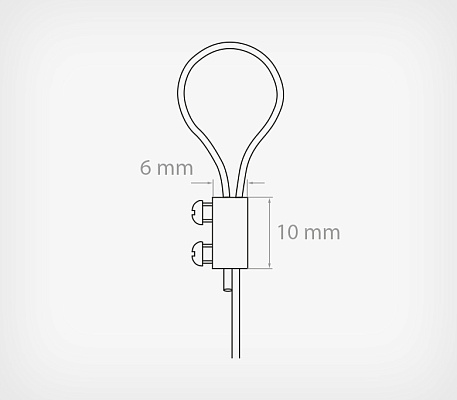 Locking wire clip with screws WIRE FIT drawing with dimensions