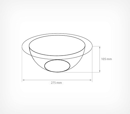 Bowl display with flat bottom BOWL drawing with dimensions