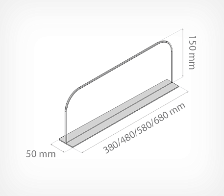 Free standing 150mm high divider with magnetic base DIVT-150-TM drawing with dimensions
