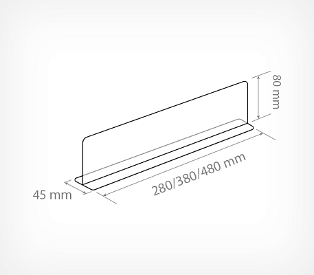 Freestanding divider, 80mm high DIVT-80 drawing with dimensions