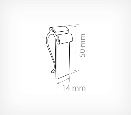 Clip-type price holder MIDICLIP drawing with dimensions