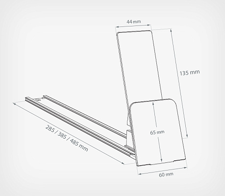 Pusher with high inclined back support and big inclined front FORTA GROSSA-4 drawing with dimensions