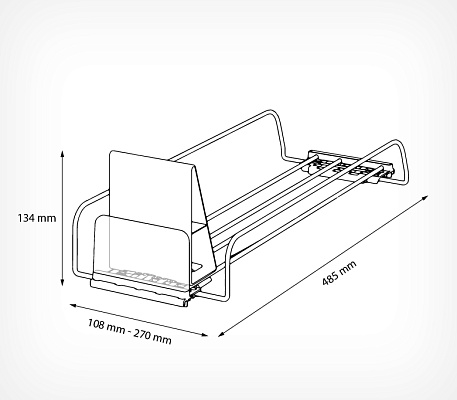 Wire pusher tray L485 straight  drawing with dimensions