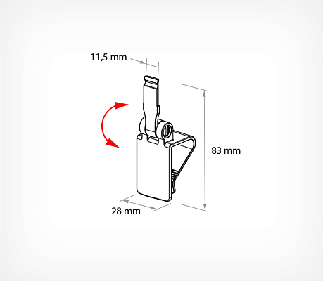 Universal Deli clip DELI-CLIP drawing with dimensions