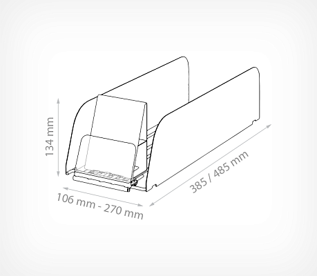 Metal pusher tray inclined  drawing with dimensions