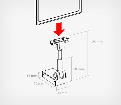 Magnetic frame holder with angle adjustment MAG-SW-T drawing with dimensions