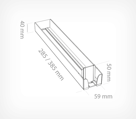 Injected tray for cigarette packs SIG-TRAY drawing with dimensions