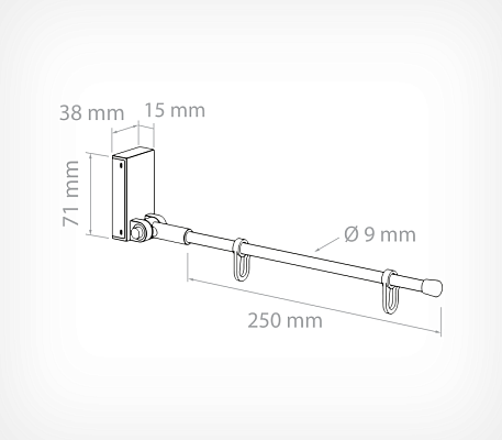 Magnetic sign holder with straight tube MAG-SW-TUBE-I drawing with dimensions