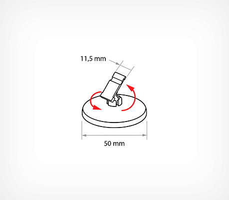 Round base universal swivel clip RND-CLIP drawing with dimensions