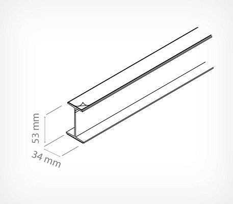 FORTA ROLLER double-T rail with hinge 2T-RAIL drawing with dimensions