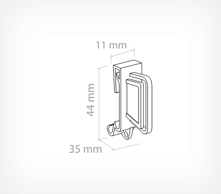 Universal shelftalker holder UNI-CLIP-T drawing with dimensions