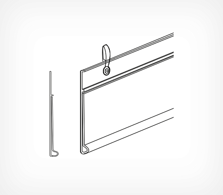 Datastrip with hanging clips DBH drawing with dimensions