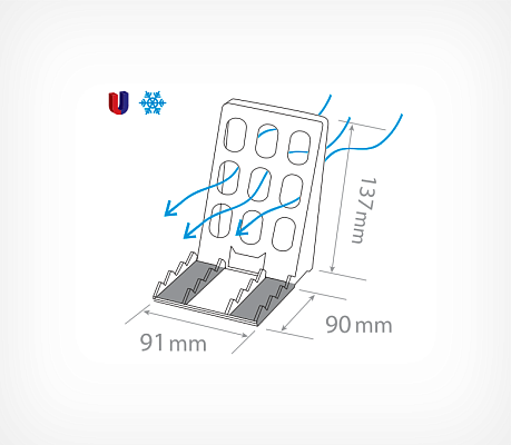 Large plastic back support with airflow function BACK-FR-TM drawing with dimensions