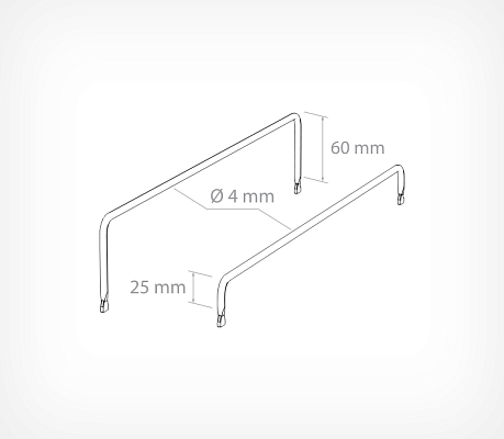 Metal divider for FORTA ROLLER shelves MET-DIV drawing with dimensions