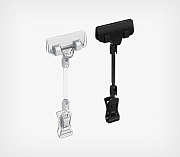 Universal price holder with slim clamp and wide spring clip