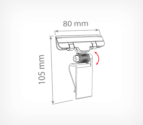 Strong clip with wide clamp CLIP-GRIP drawing with dimensions