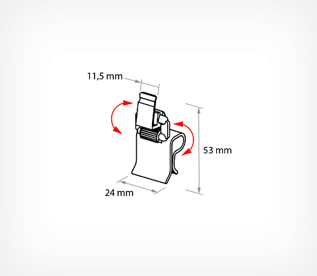 Short ratchet holder with small clip CLIK Holder set S10 drawing with dimensions