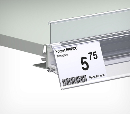 Datastrip with integrated front riser for Linde/Carrier shelves LFS