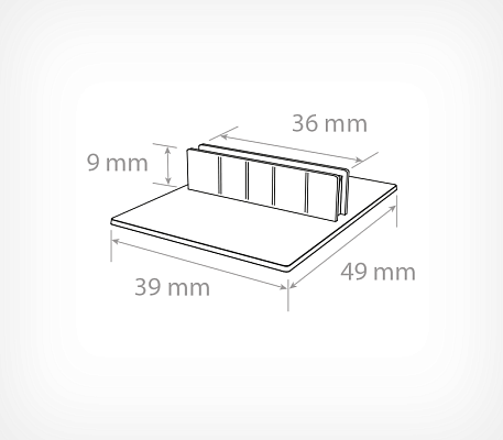 Vertical plastic price holder CARDFIX-90 drawing with dimensions