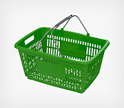 Plastic shopping basket with 2 metal handles, 30 liters