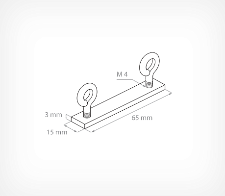 Metal connector with loop UNI-JOIN drawing with dimensions