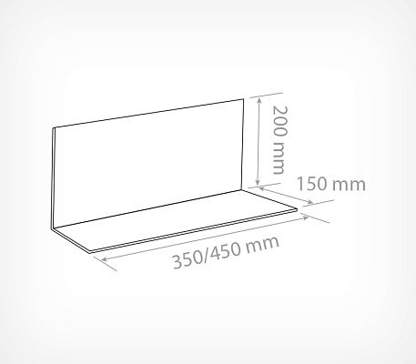 Injected freestanding L-divider DIV-L drawing with dimensions