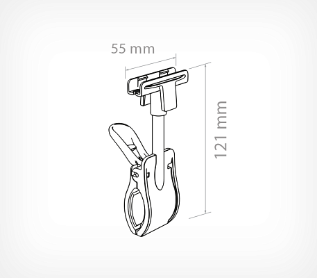 Plastic frame holder CLAMP-T drawing with dimensions
