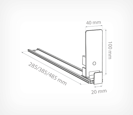 Pusher with big straight back support and small front FORTA MAGNA-1 drawing with dimensions