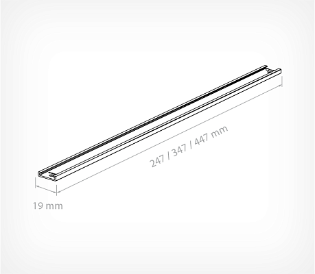 Pusher rail with 2 holes PUSHER RAIL-19 drawing with dimensions