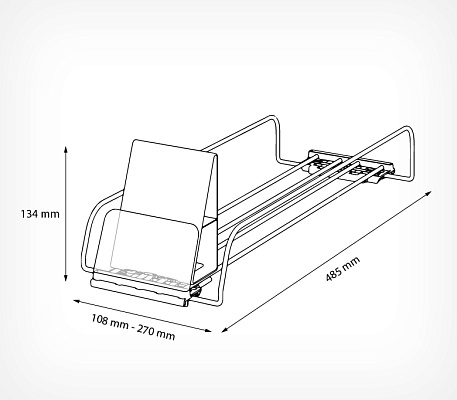 Wire pusher tray L485 inclined  drawing with dimensions