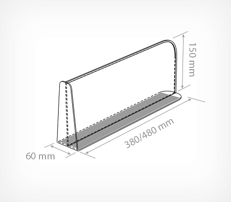 Free standing 150mm high divider with magnetic base and T-front DIVT-T-150-TM drawing with dimensions