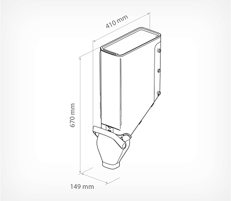 FLOW PRO 19 gravity bin  drawing with dimensions