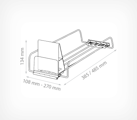 Wire pusher tray straight  drawing with dimensions