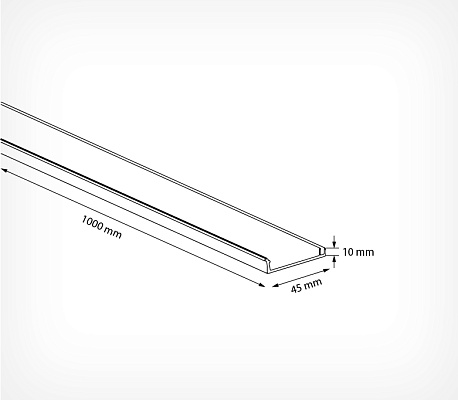 Aluminium shelf profile  drawing with dimensions