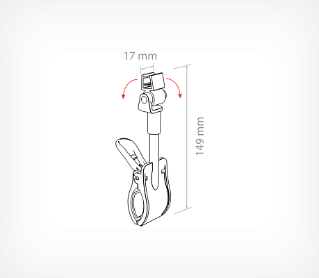 Adjustable frame holder CLAMP-T-SW drawing with dimensions