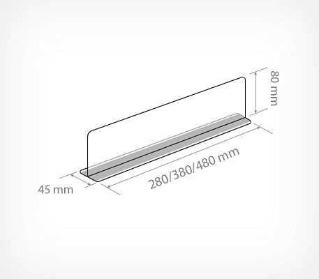 Freestanding divider with magnetic base, 80mm high DIVT-80-TM drawing with dimensions