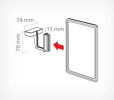 Vertical plastic frame holder with strong magnet MAG-FLEX-PF drawing with dimensions