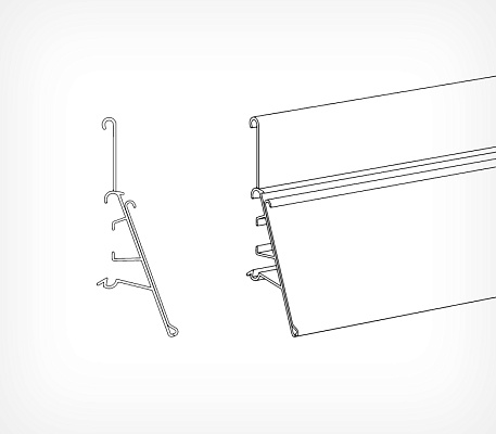 Datastrip with integrated front riser for Linde/Carrier shelves LFS drawing with dimensions