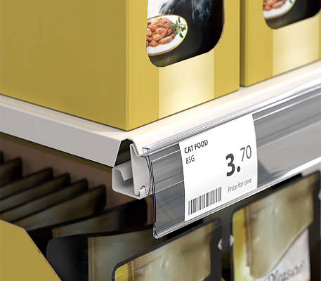 Using the flip-up price label holder for shelves with 25mm c-channel HSAC