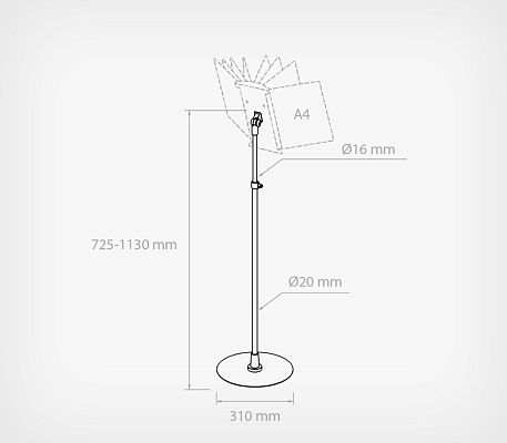 Floor flip display INFOLINE-F drawing with dimensions