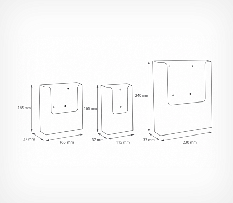 Wall-mounted leafter holder DISP-W drawing with dimensions